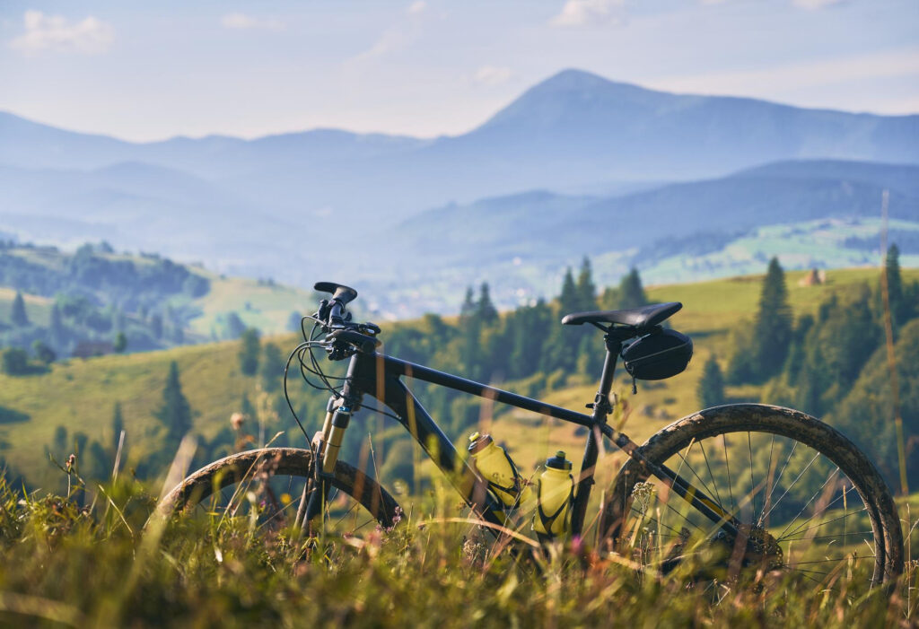 Foto stock bicicletta in mezzo alla natura