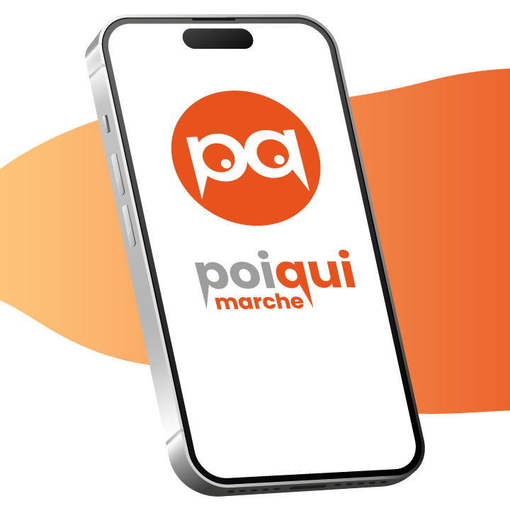 Mockup smartphone con logo POIQUI Marche